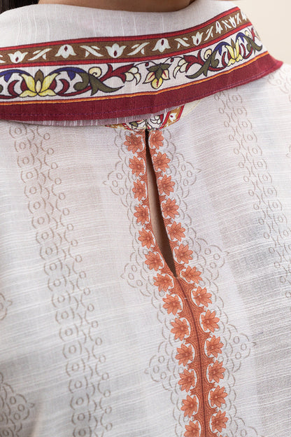 3 PIECE PRINTED SLUB KHADDAR SUIT-WHITE ALLURE