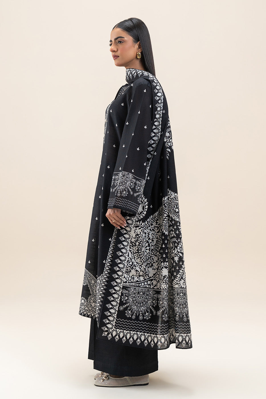 3 PIECE PRINTED SLUB KHADDAR SUIT-JADE DUSK