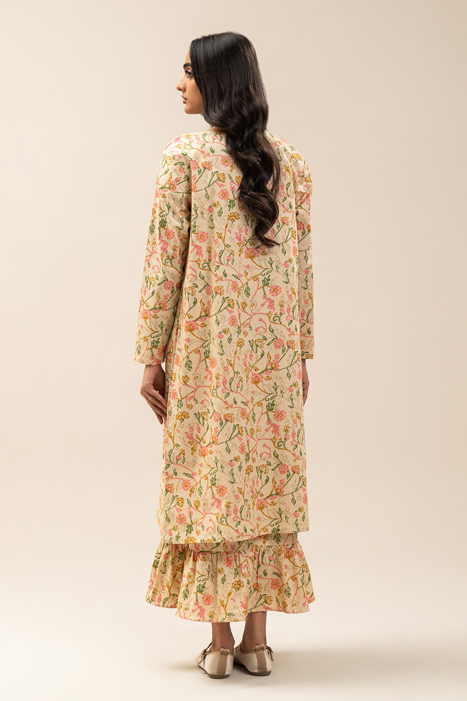 2 PIECE PRINTED CAMBRIC SUIT-BISQUE BLOOM (UNSTITCHED)
