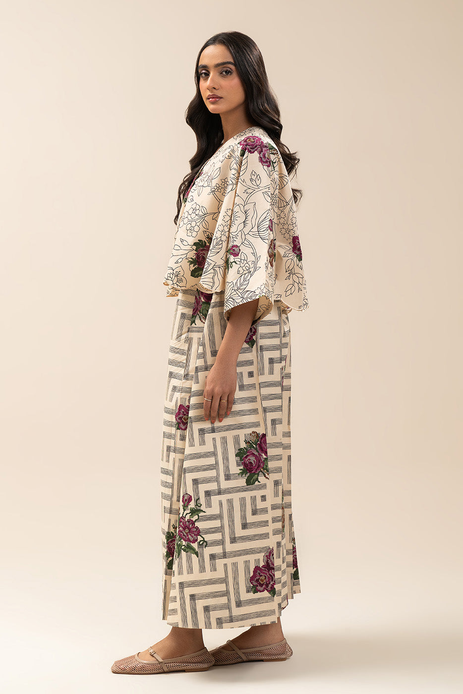 2 PIECE PRINTED CAMBRIC SUIT-BLOOMY WEFT (UNSTITCHED)