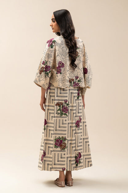2 PIECE PRINTED CAMBRIC SUIT-BLOOMY WEFT (UNSTITCHED)