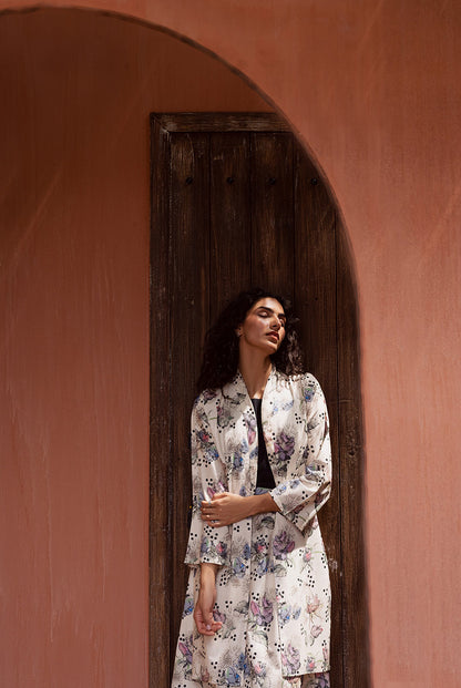 2 PIECE PRINTED LINEN SUIT-WHIMSICAL FOAM (UNSTITCHED)