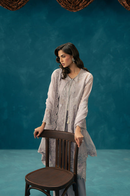 4 PIECE EMBROIDERED COTTON NET SUIT-GLIMMER BLING (UNSTITCHED)