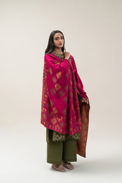 3 PIECE EMBROIDERED SLUB KHADDAR SUIT-BASIL MAZE (UNSTITCHED)
