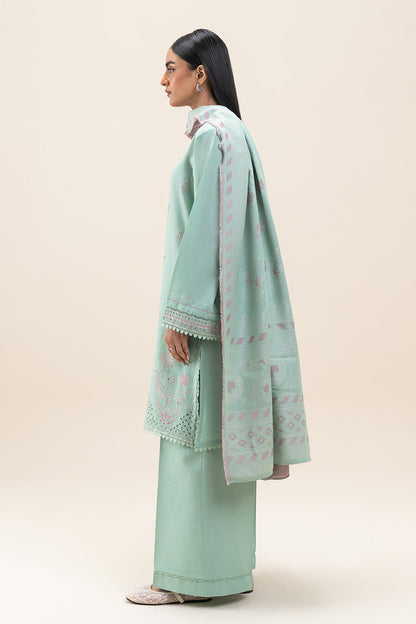 3 PIECE EMBROIDERED KHADDAR SUIT-SAGE GREEN