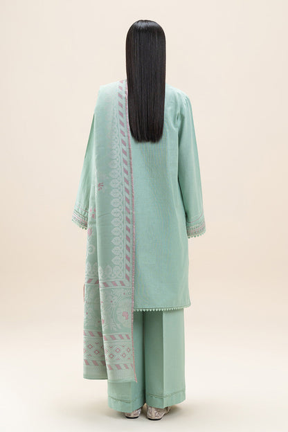 3 PIECE EMBROIDERED KHADDAR SUIT-SAGE GREEN