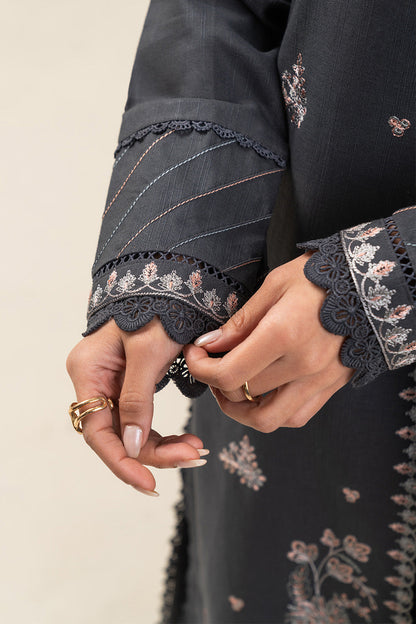 3 PIECE EMBROIDERED SLUB KHADDAR SUIT-GRAPHITE GREY (UNSTITCHED)