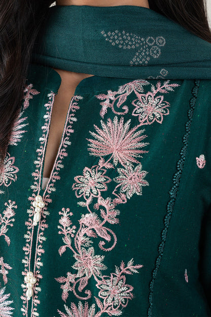 3 PIECE EMBROIDERED SLUB KHADDAR SUT-DEEP PETALS (UNSTITCHED)