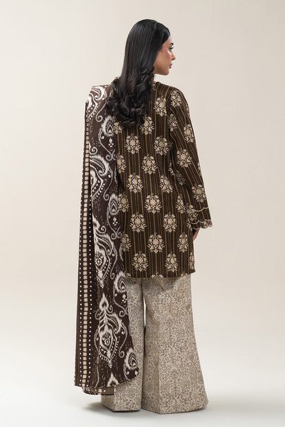 3 PIECE EMBROIDERED KHADDI JQ SUIT-CEDAR TAUPE (UNSTITCHED)