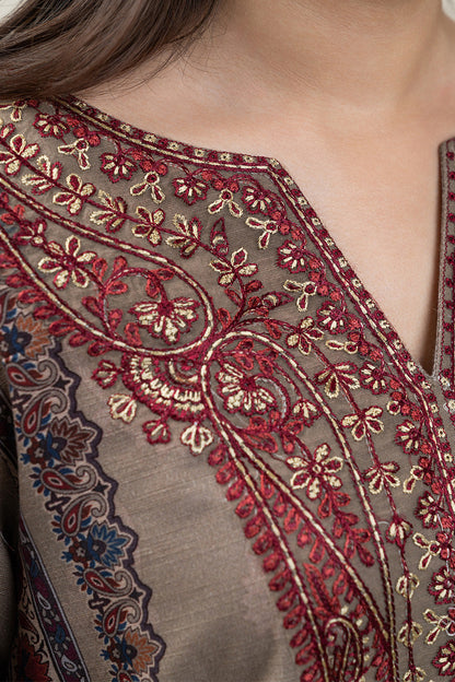 3 PIECE EMBROIDERED SLUB KHADDAR SUIT-UMBER ECHO SUIT