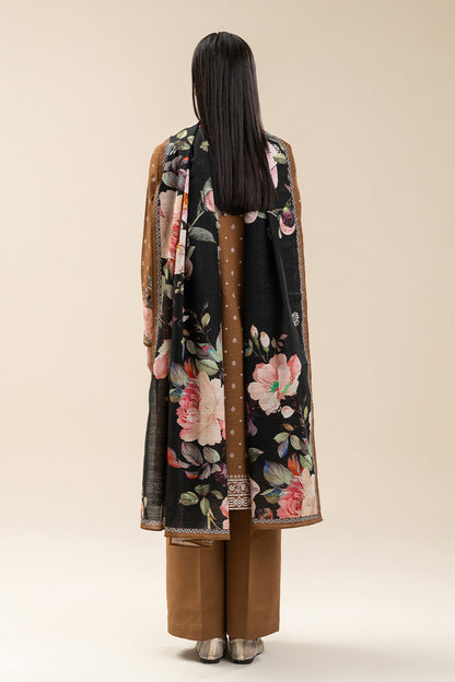 2 PIECE PRINTED SLUB KHADDAR SUIT-RUSSET MIST (UNSTITCHED)