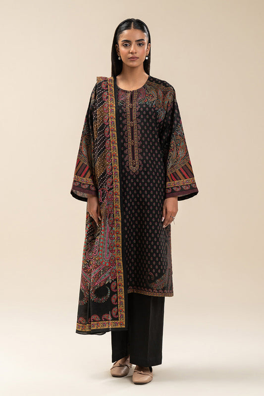 3 PIECE PRINTED SLUB KHADDAR SUIT-ETHNIC PITCH (UNSTITCHED)