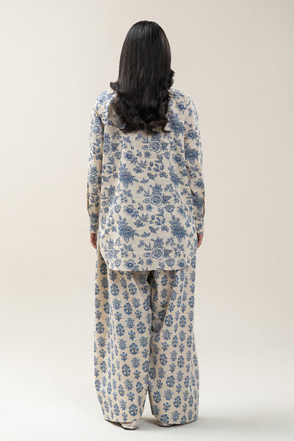 2 PIECE PRINTED SLUB KHADDAR SUIT-IVORY YALE (UNSTITCHED)