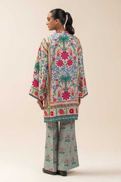 2 PIECE PRINTED LINEN SUIT-IVORY FROST (UNSTITCHED)