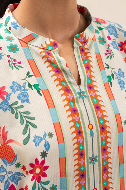 2 PIECE PRINTED LINEN SUIT-IVORY FROST (UNSTITCHED)