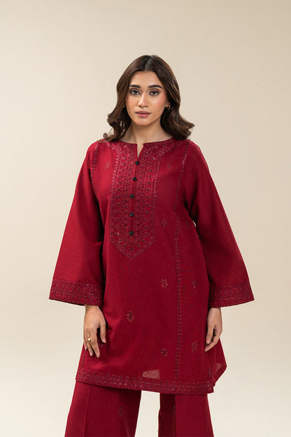 2 PIECE EMBROIDERED MULTI NAPS SUIT-SCARLET MUSE (UNSTITCHED)