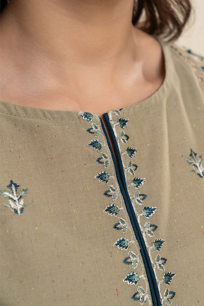 3 PIECE EMBROIDERED MULTI NAPS SUIT-TAUPE MIST (UNSTITCHED)
