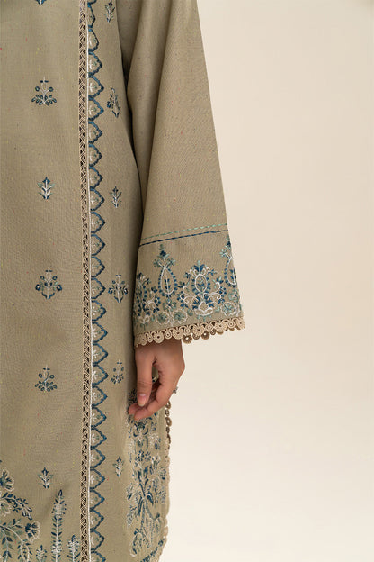 3 PIECE EMBROIDERED MULTI NAPS SUIT-TAUPE MIST (UNSTITCHED)