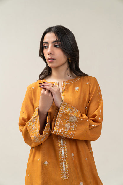 2 PIECE EMBROIDERED SLUB KHADDAR SUIT-DAFFODIL MUSK SUIT