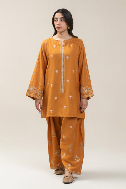2 PIECE EMBROIDERED SLUB KHADDAR SUIT-DAFFODIL MUSK SUIT