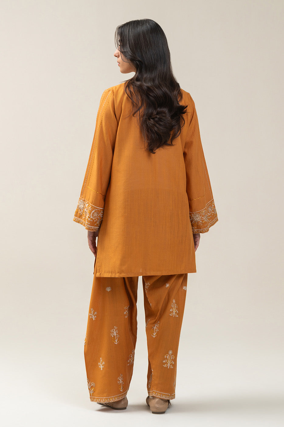 2 PIECE EMBROIDERED SLUB KHADDAR SUIT-DAFFODIL MUSK SUIT