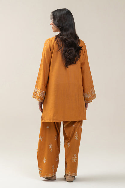 2 PIECE EMBROIDERED SLUB KHADDAR SUIT-DAFFODIL MUSK SUIT