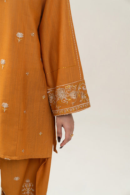 2 PIECE EMBROIDERED SLUB KHADDAR SUIT-DAFFODIL MUSK SUIT