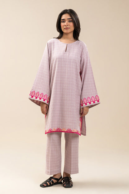 2 PIECE EMBROIDERED DOBBY SUIT (PRET)