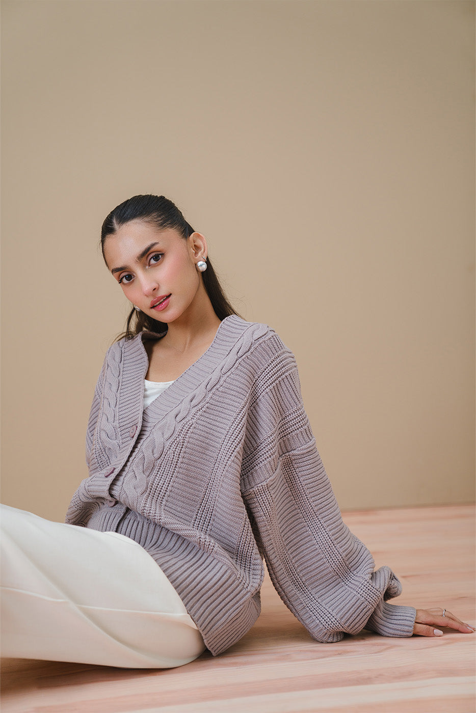 CABLE-KNIT CARDIGAN