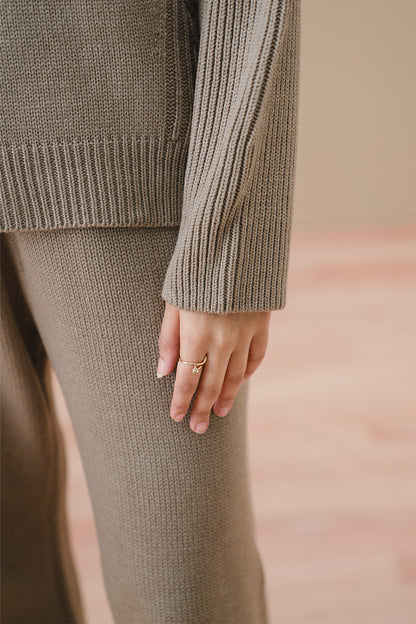 MOCK NECK CABLE-KNIT PULLOVER