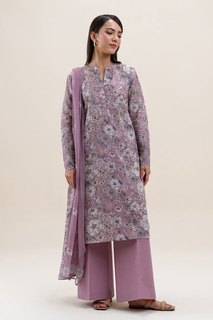 3 PIECE PRINTED LAWN SUIT-FLORA BLUSH (UNSTITCHED)