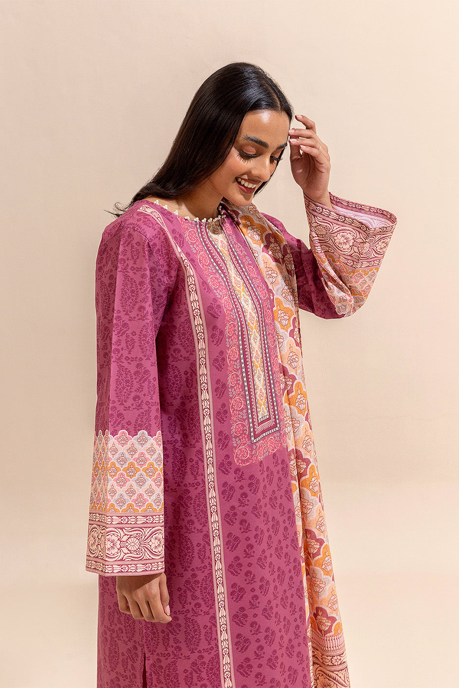 2 PIECE PRINTED LAWN SUIT-PINKY PARFAIT (UNSTITCHED)