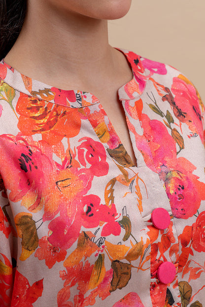 1 PIECE PRINTED LAWN SHIRT-AMBER ORCHID (UNSTITCHED)