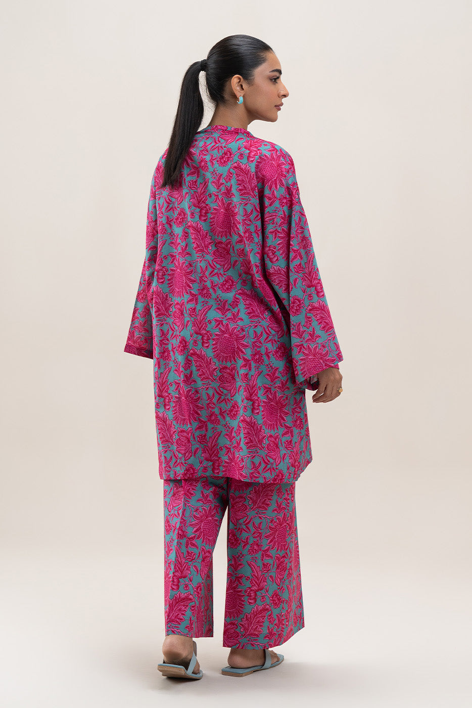 2 PIECE PRINTED LAWN SUIT-CERULEAN GLEAM (UNSTITCHED)