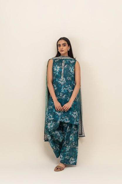 3 PIECE PRINTED LAWN SUIT-AEGEAN HAZE (UNSTITCHED)