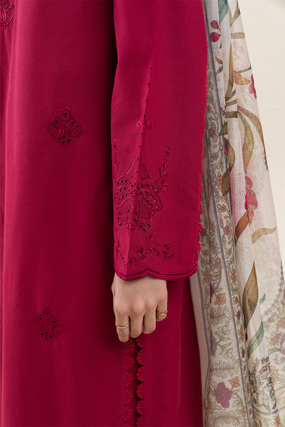 3 PIECE EMBROIDERED LAWN SUIT-GARNET CHARM (UNSTITCHED)