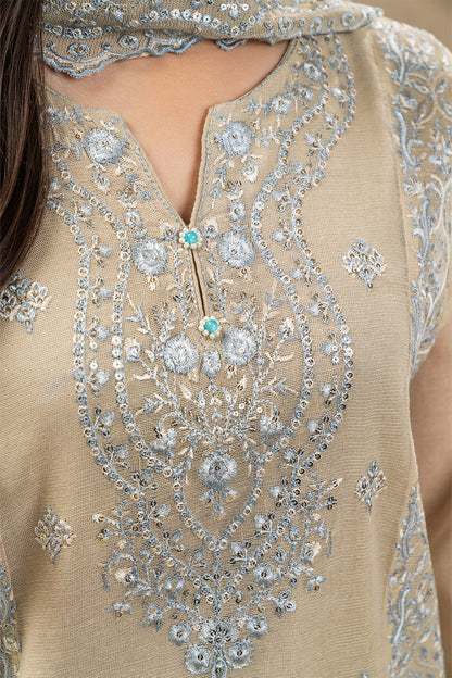 3 PIECE EMBROIDERED COTTON VISCOSE SUIT (LUXURY-PRET)
