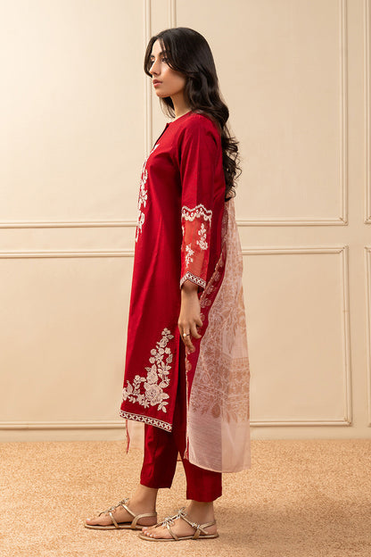 2 PIECE EMBROIDERED TWO TONE SUIT (PRET)