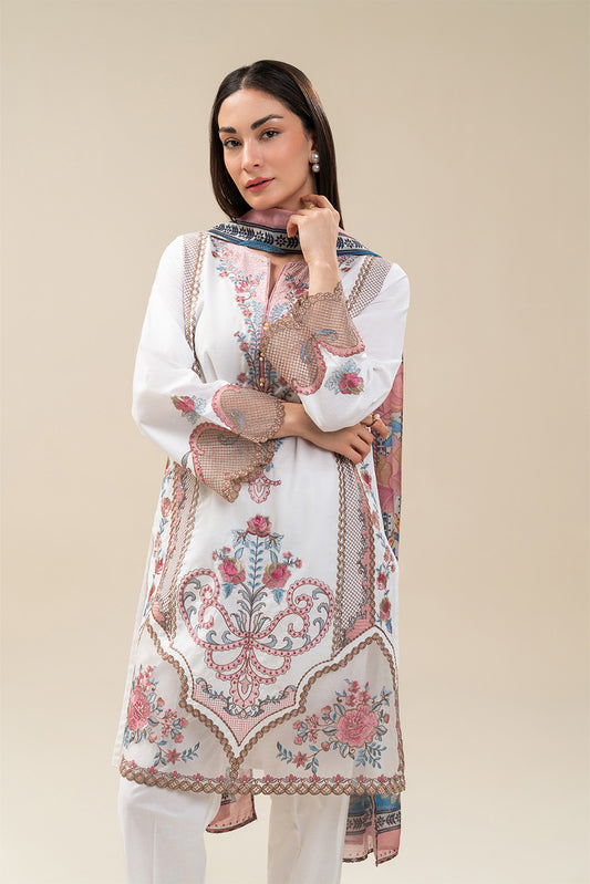 2 PIECE EMBROIDERED COTTON VISCOSE SUIT (PRET)