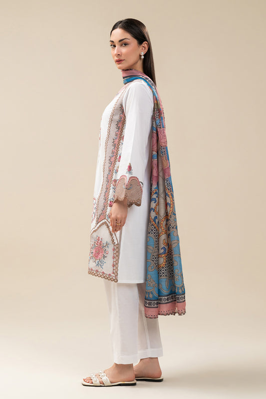 2 PIECE EMBROIDERED COTTON VISCOSE SUIT (PRET)