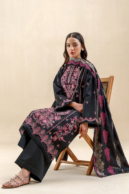 3 PIECE EMBROIDERED LAWN SUIT-SABLE SPRAY (UNSTITCHED)