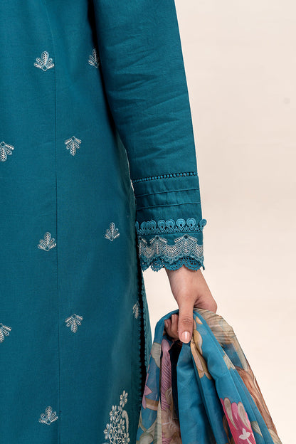 3 PIECE EMBROIDERED LAWN SUIT-SPRUCE AURA (UNSTITCHED)