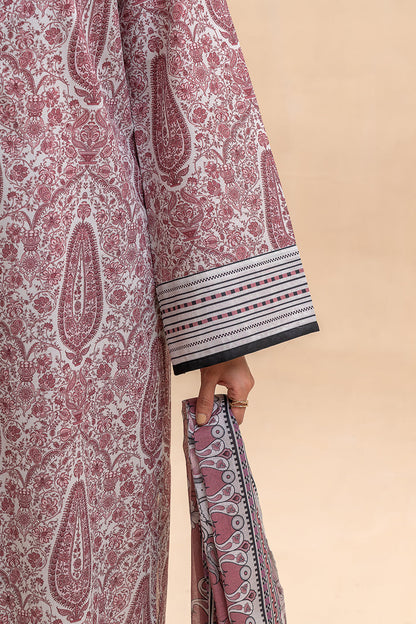3 PIECE PRINTED LAWN SUIT-DUSKY GLAZE (UNSTITCHED)