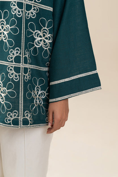 EMBROIDERED COTTON VISCOSE TOP (PRET)