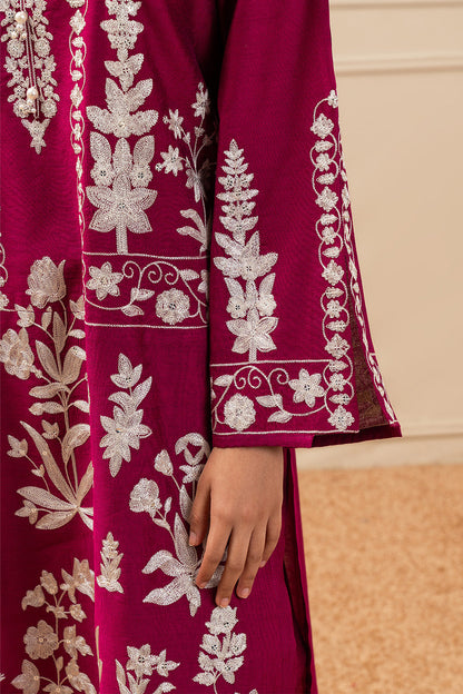 3 PIECE EMBROIDERED TWO TONE SUIT (PRET)