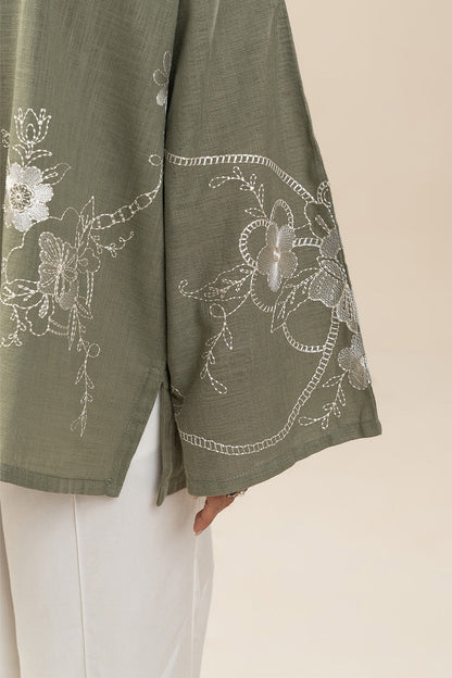 EMBROIDERED TWO WAY SLUB TOP (PRET)