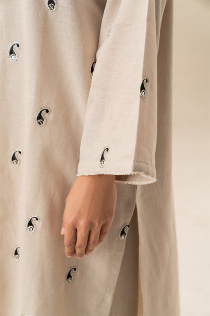 2 PIECE EMBROIDERED COTTON LINEN SUIT (PRET)