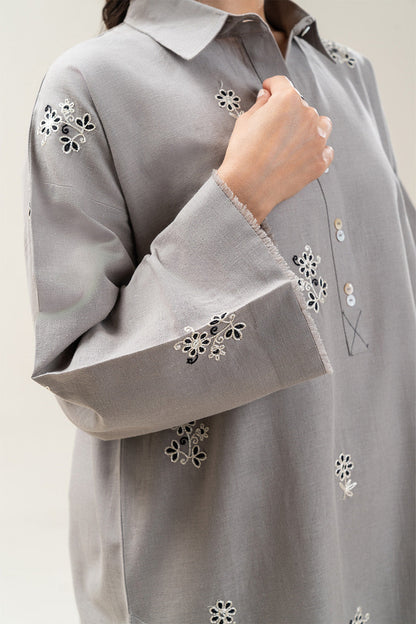 2 PIECE EMBROIDERED COTTON LINEN SUIT (PRET)