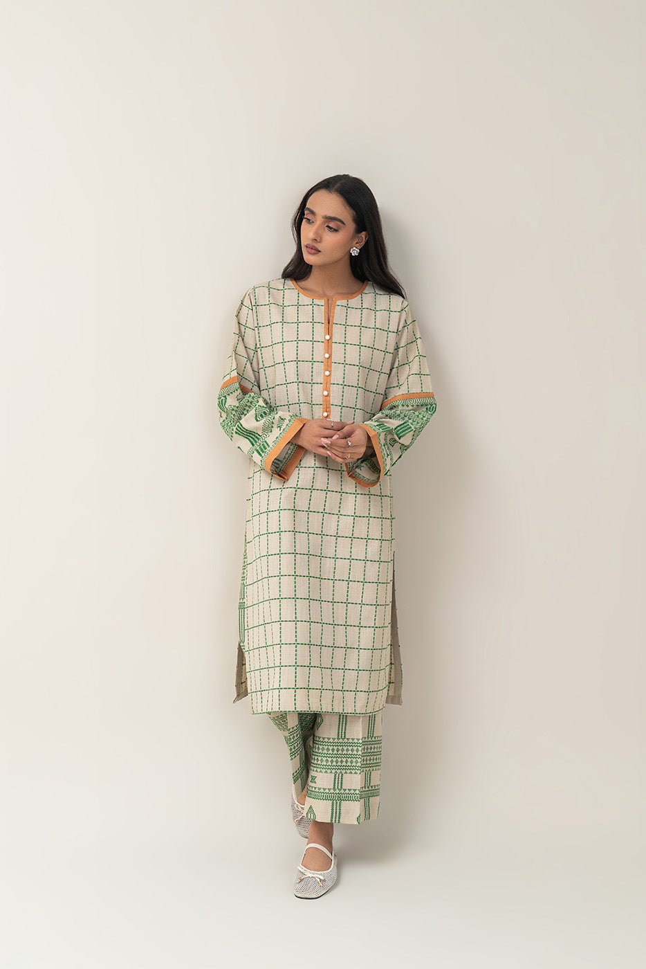BASIC KHADDAR JACQUARD SHIRT (PRET)