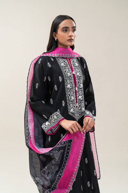3 PIECE EMBROIDERED TWO TONE SUIT (PRET)